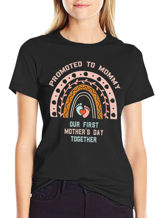 Promoted to Mommy Rainbow Graphic Tee - Mothers Day Shirt