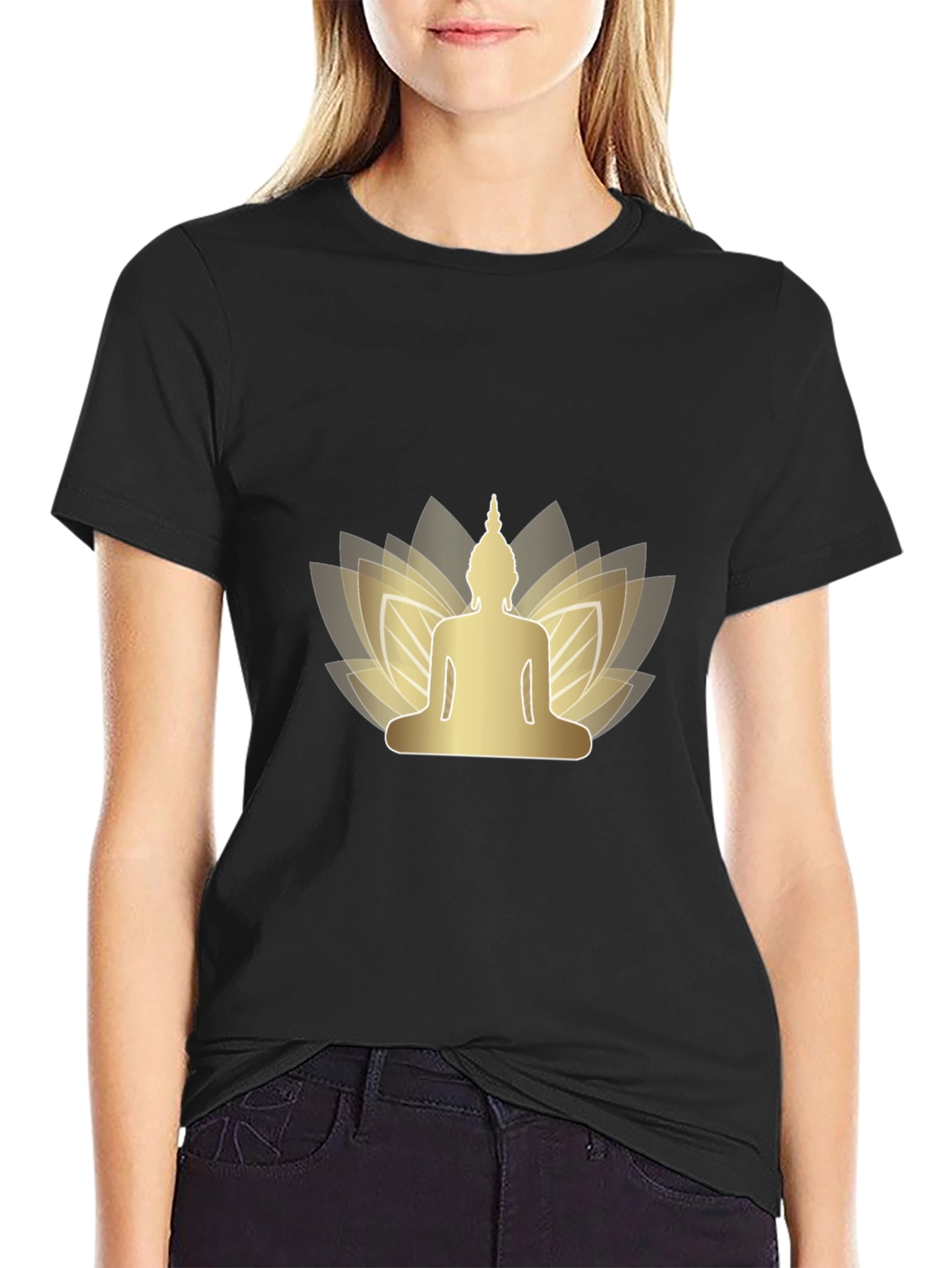 Buddha Lotus Graphic Tee - Mens Black T-Shirt