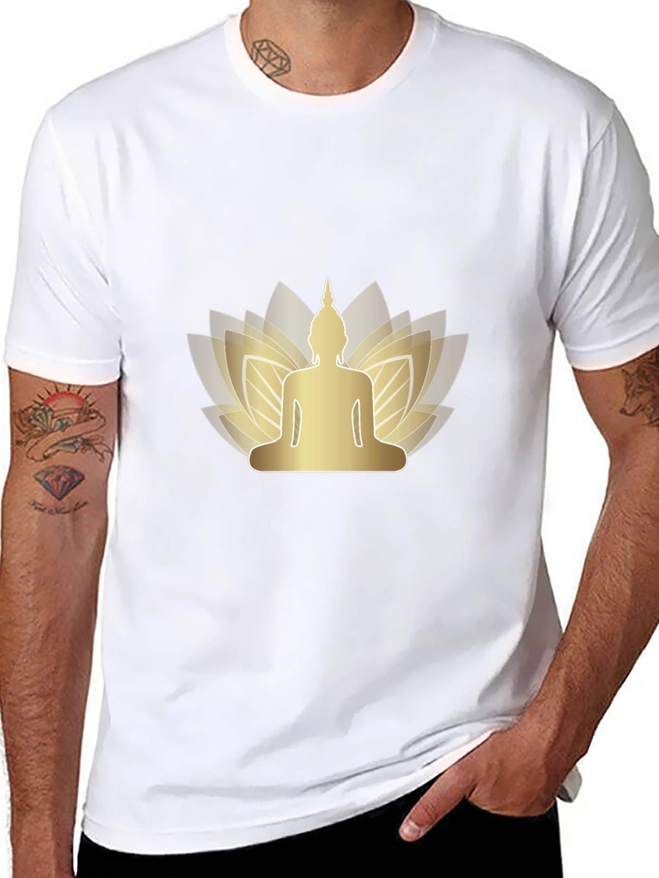 Buddha Lotus Graphic Tee - Mens Black T-Shirt