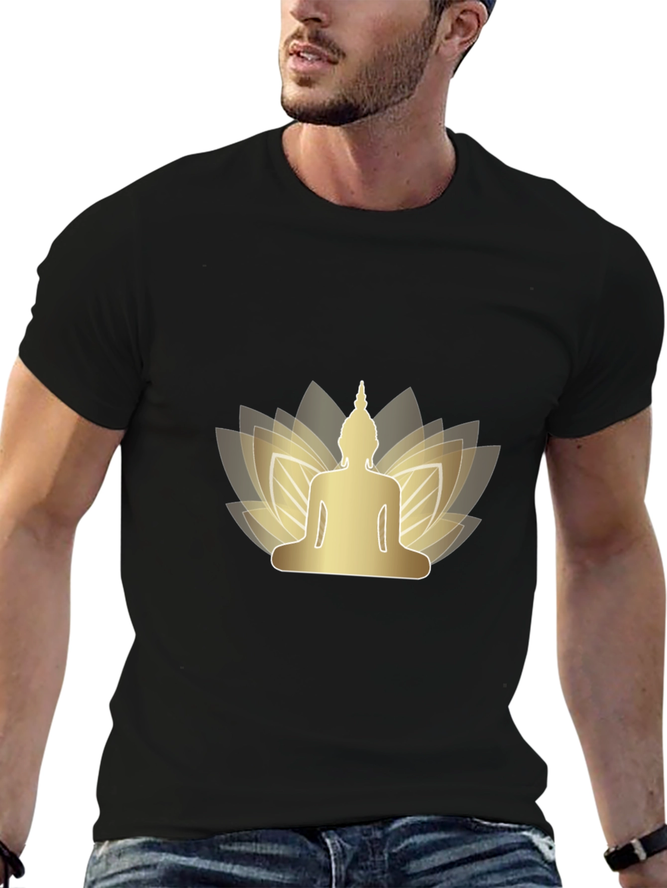 Buddha Lotus Graphic Tee - Mens Black T-Shirt