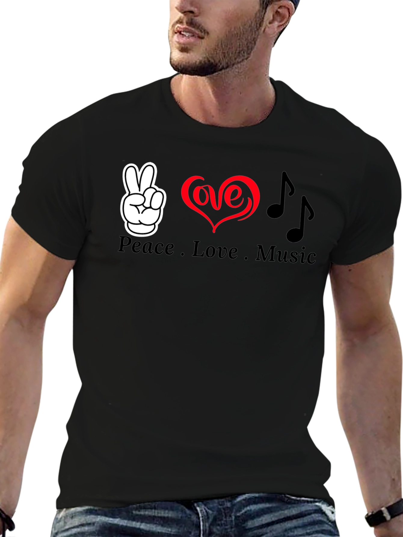 Peace Love Music Graphic T-Shirt - Soft Cotton Blend