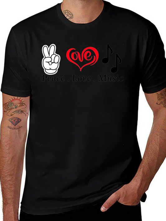 Peace Love Music Graphic T-Shirt - Soft Cotton Blend