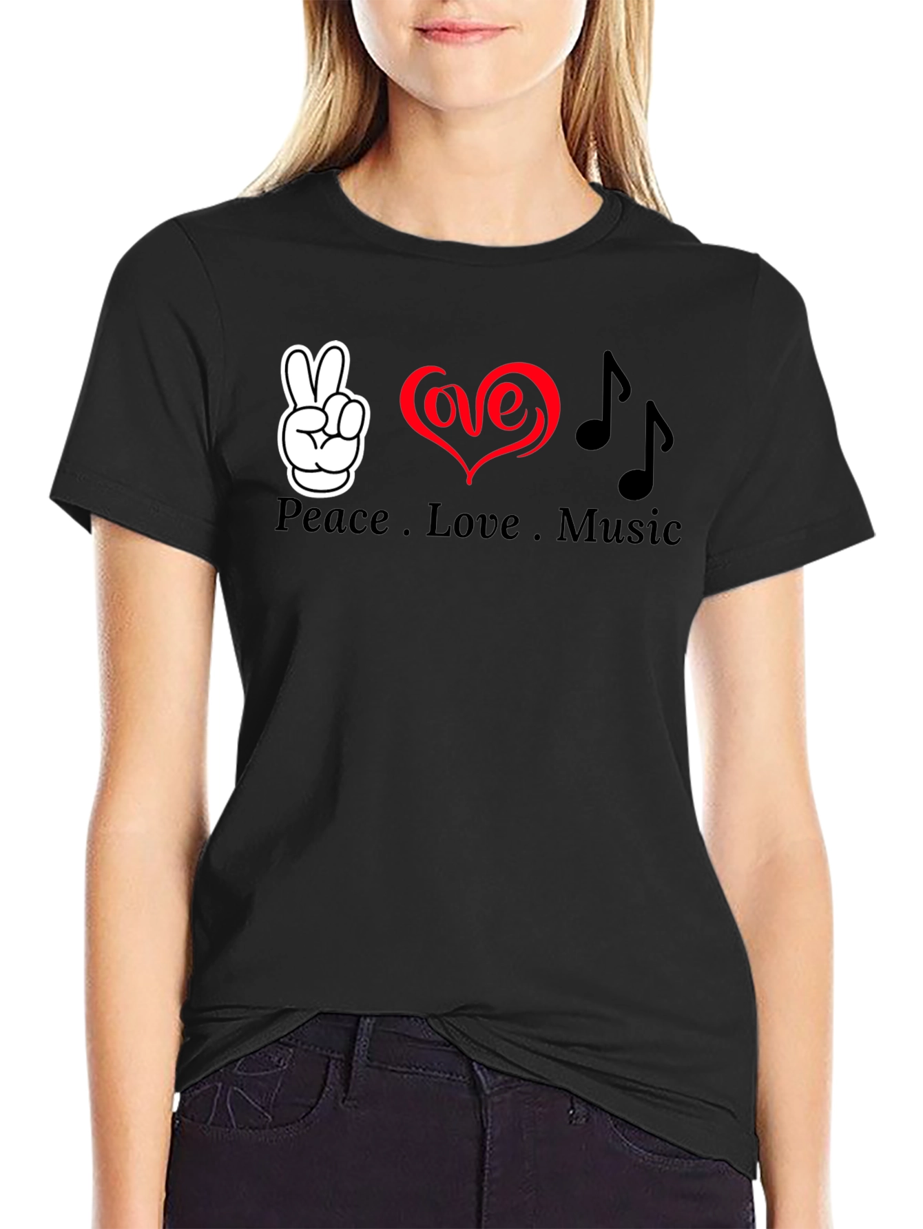 Peace Love Music Graphic T-Shirt - Soft Cotton Blend