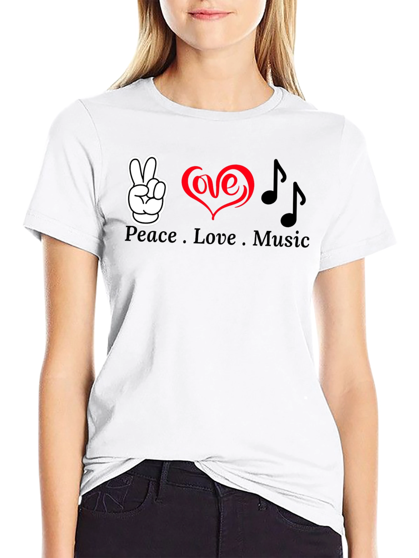 Peace Love Music Graphic T-Shirt - Soft Cotton Blend