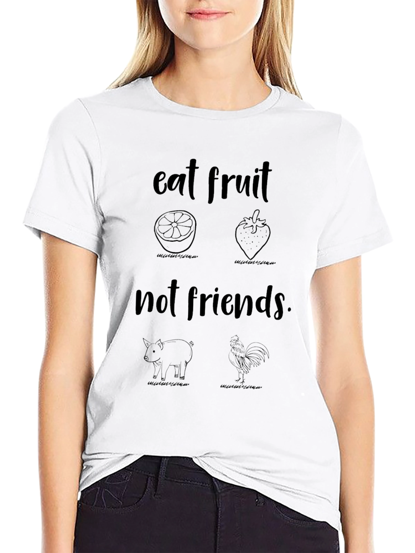 Eat Fruit Not Friends Vegan Graphic Tee