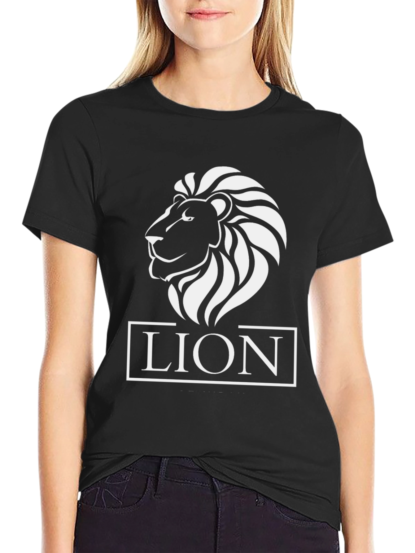 Lion Graphic Tee - Black Cotton T-Shirt