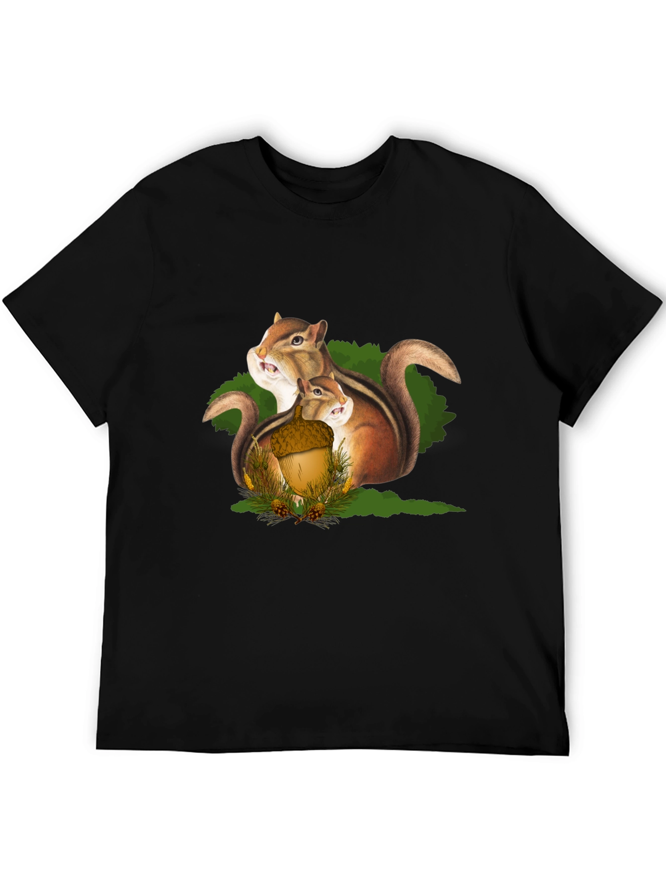 Squirrel Family Graphic T-Shirt - Black