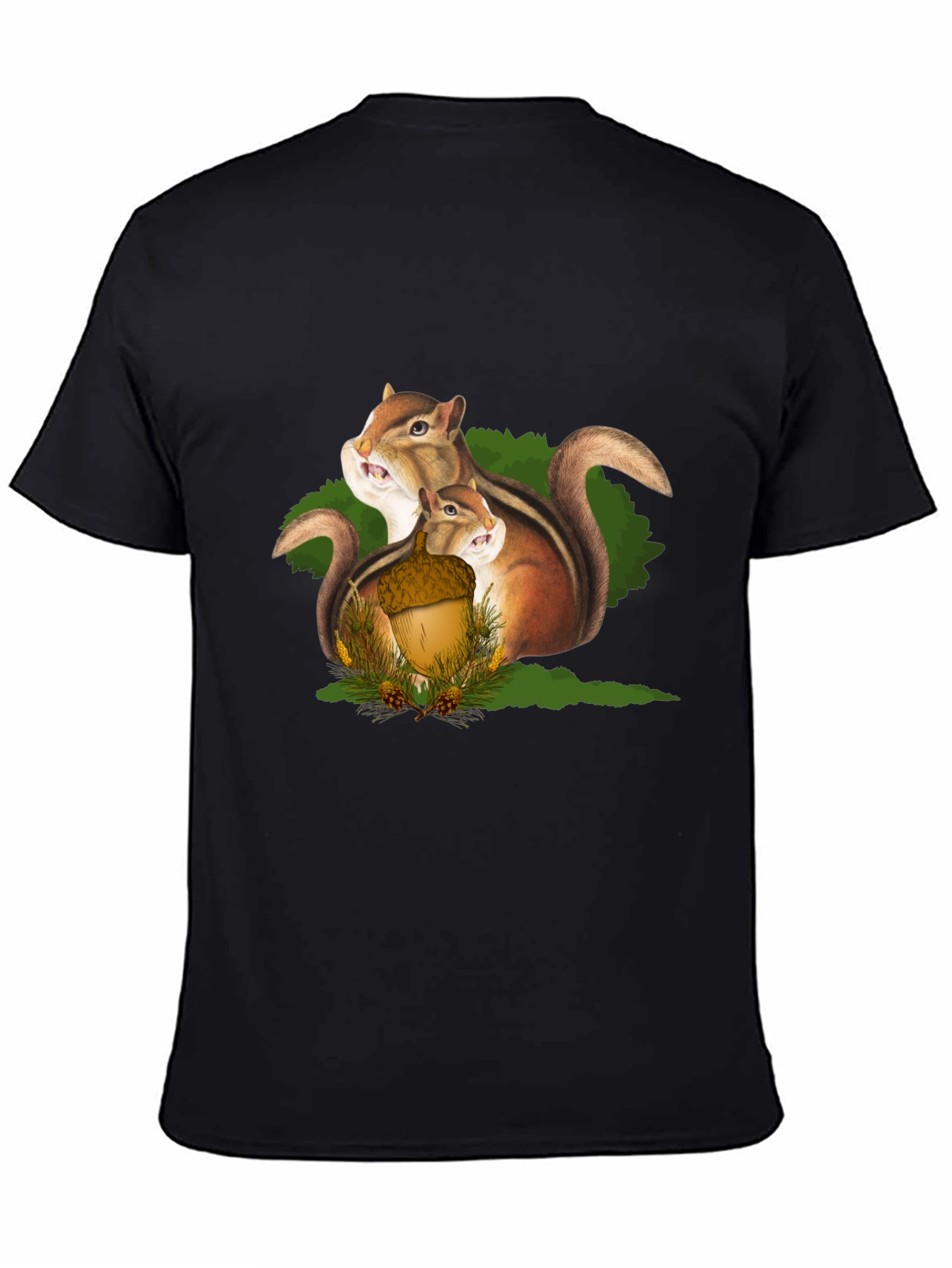 Squirrel Family Graphic T-Shirt - Black