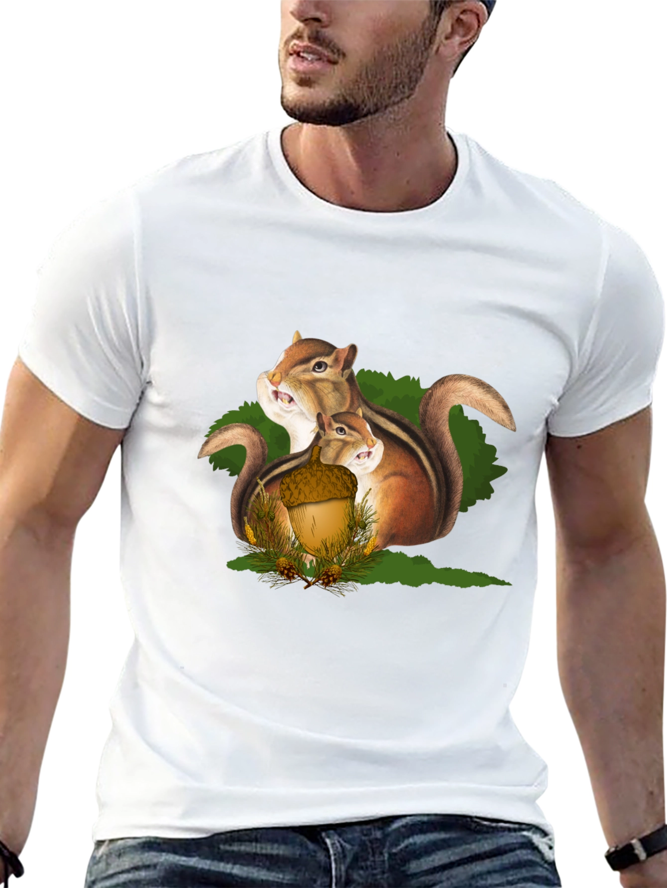 Squirrel Family Graphic T-Shirt - Black