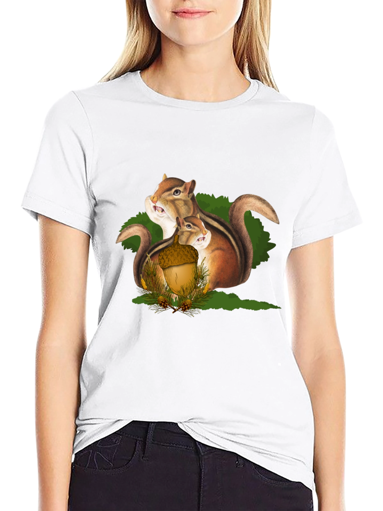 Squirrel Family Graphic T-Shirt - Black