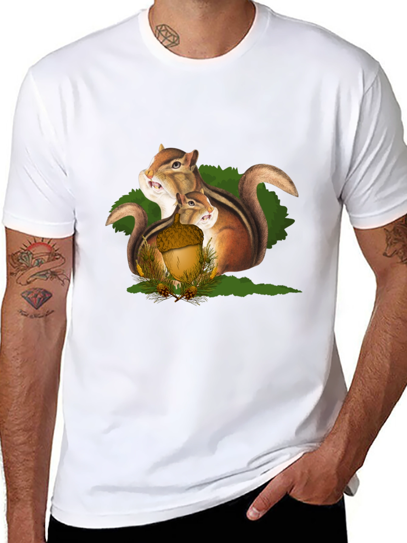 Squirrel Family Graphic T-Shirt - Black