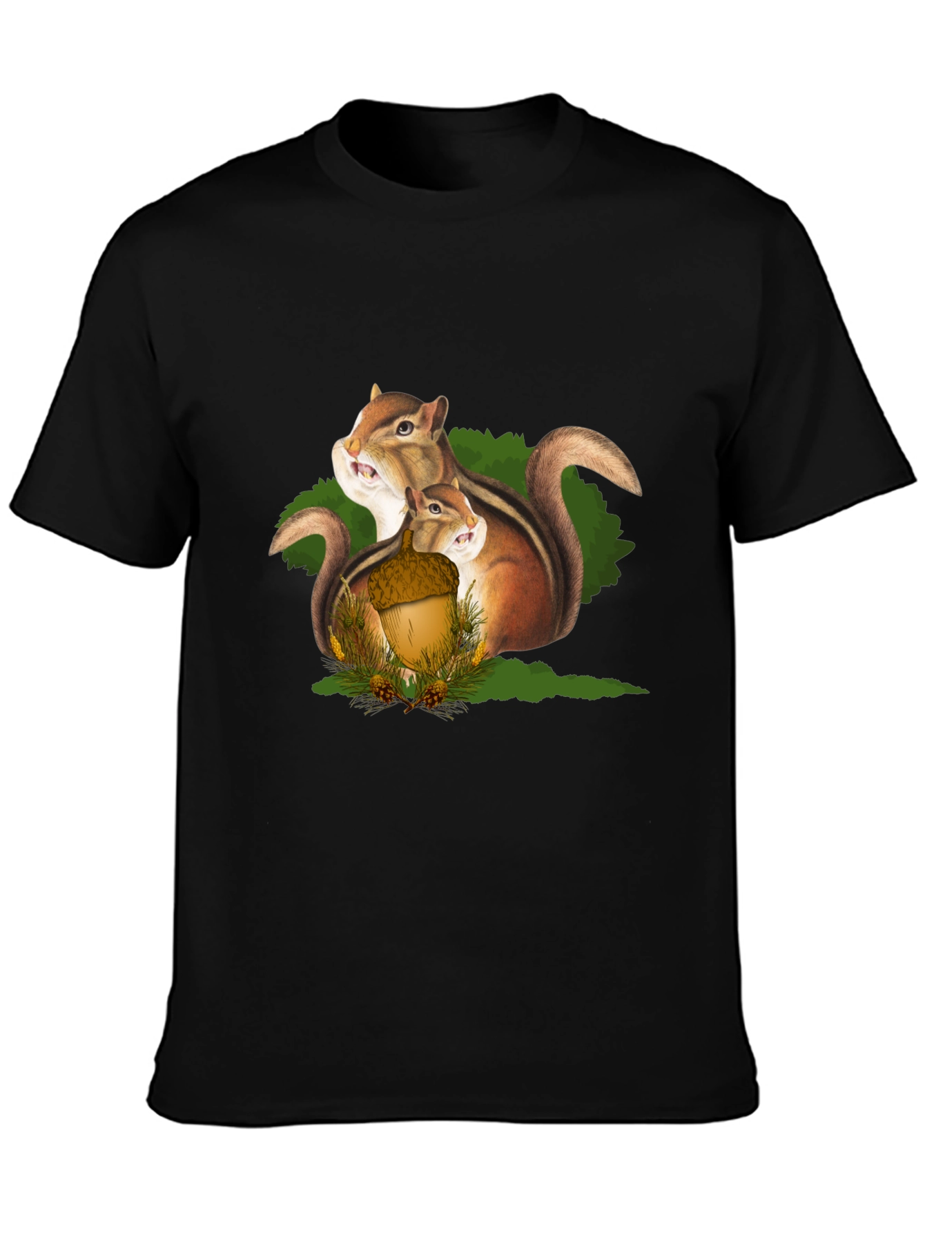 Squirrel Family Graphic T-Shirt - Black