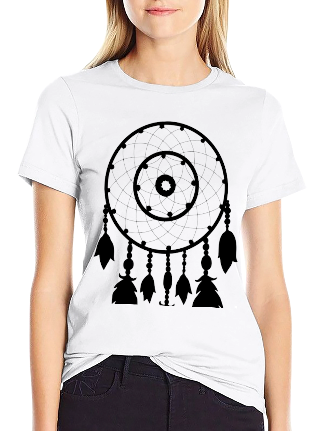 Dreamcatcher Graphic Tee - Black Cotton Blend