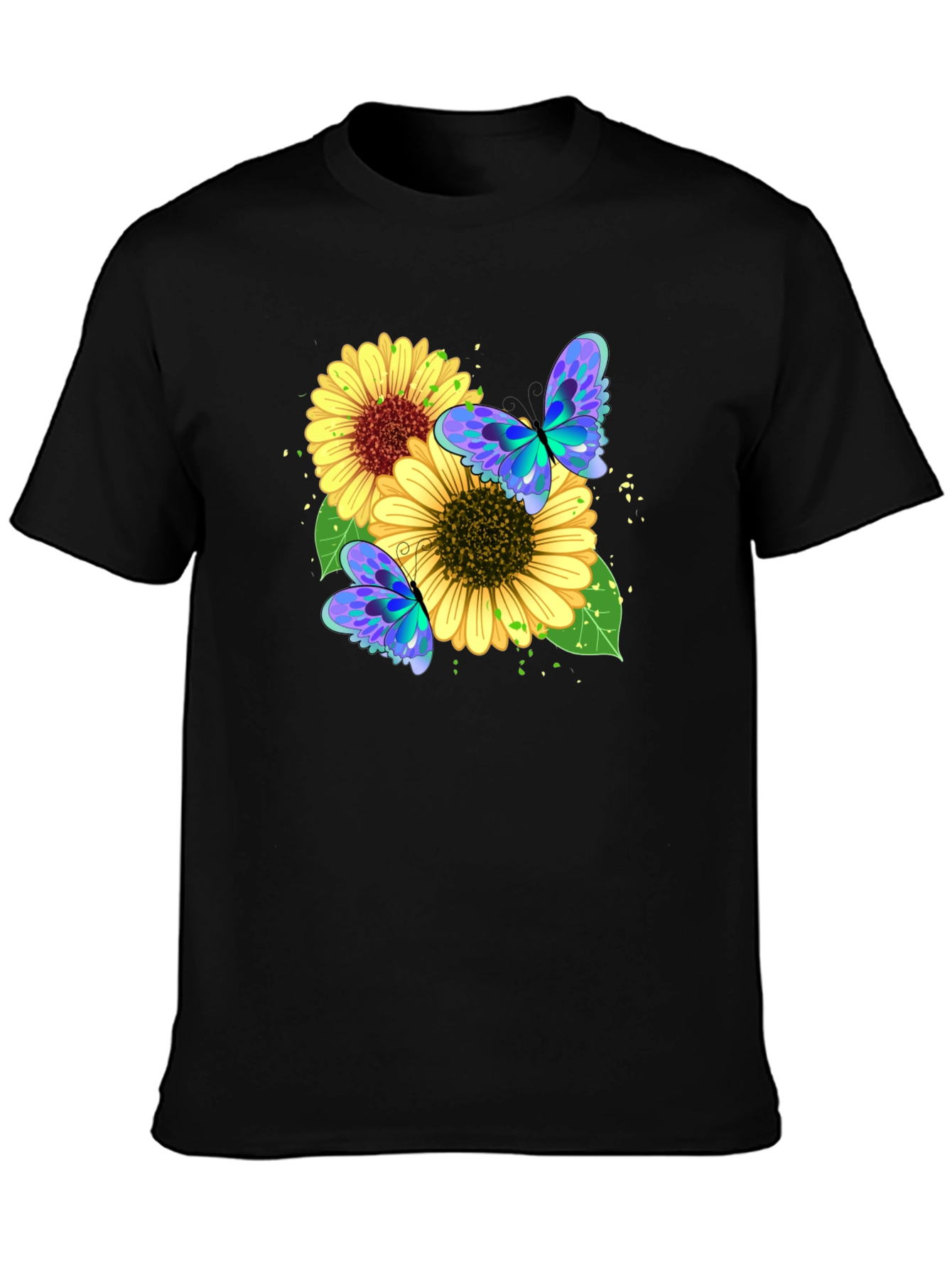 Sunflower Butterfly Graphic Tee - Black
