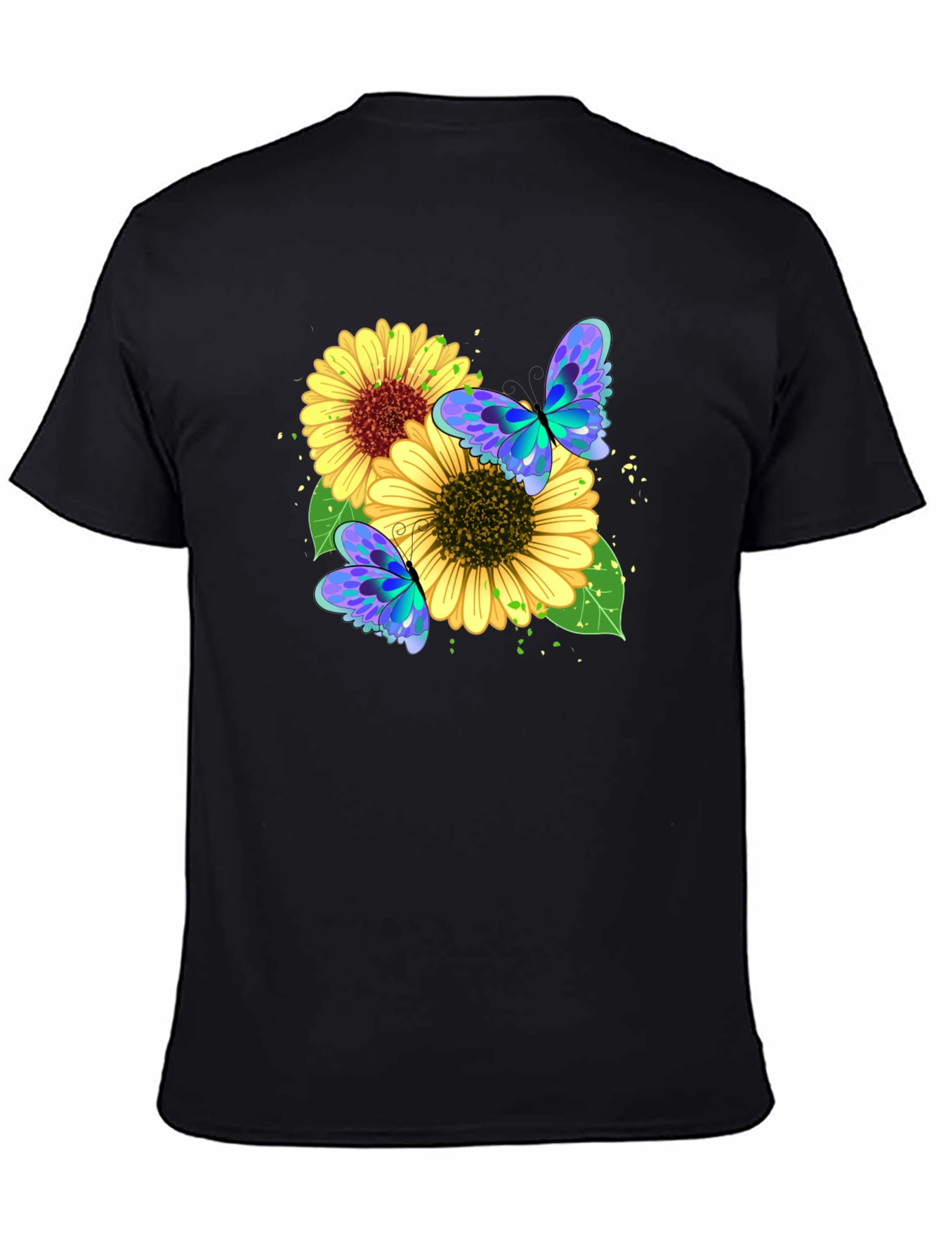 Sunflower Butterfly Graphic Tee - Black