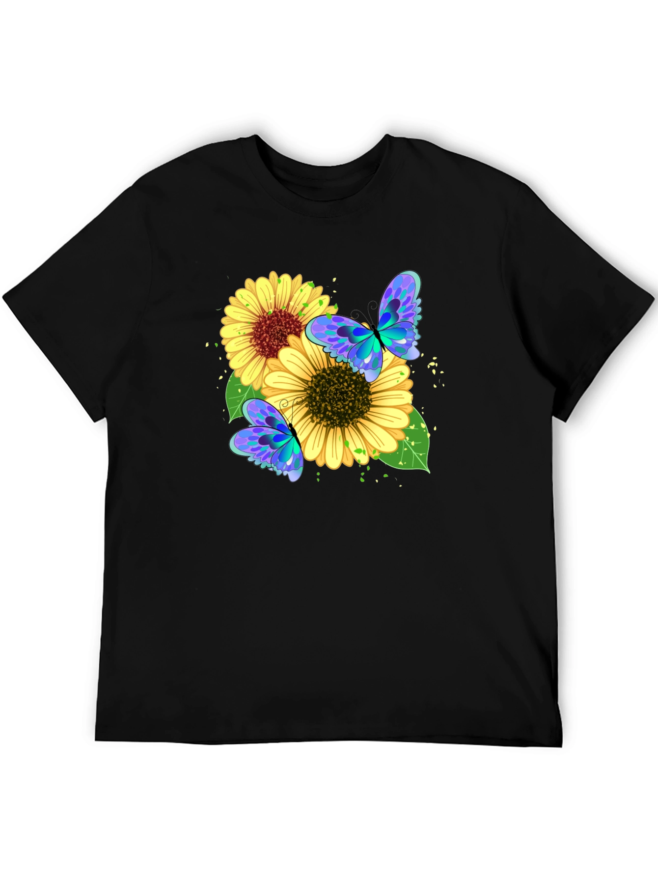 Sunflower Butterfly Graphic Tee - Black