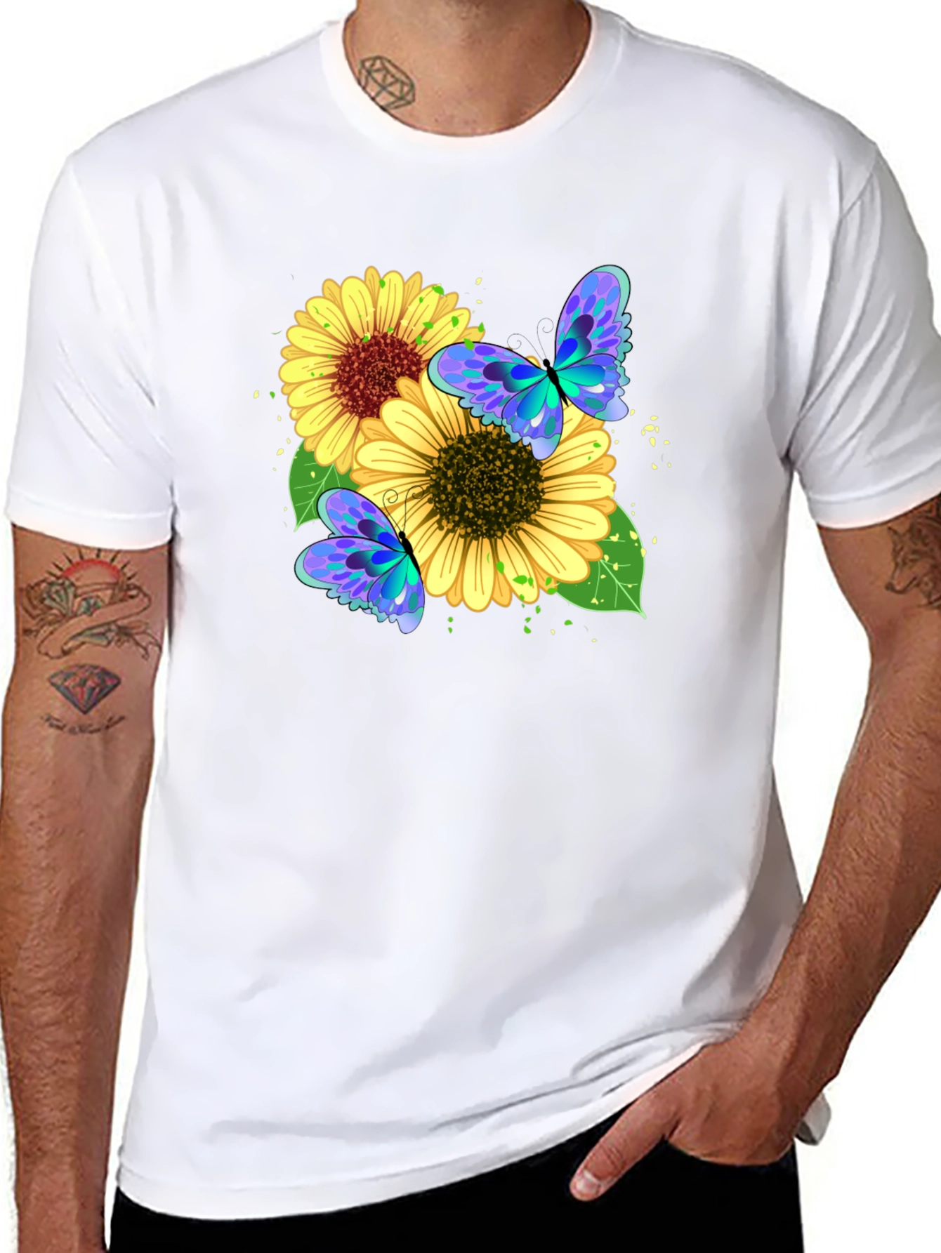 Sunflower Butterfly Graphic Tee - Black