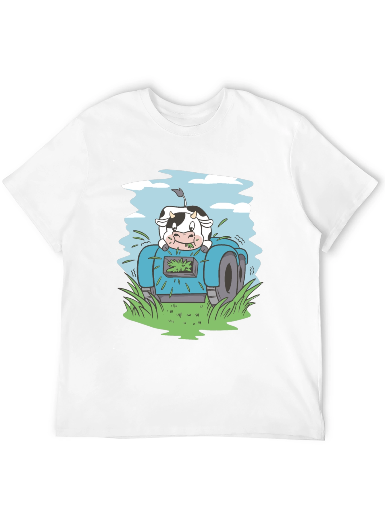 Cow Riding Lawnmower Graphic Tee