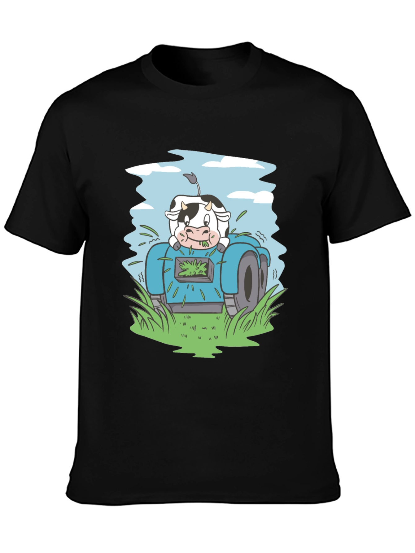 Cow Riding Lawnmower Graphic Tee