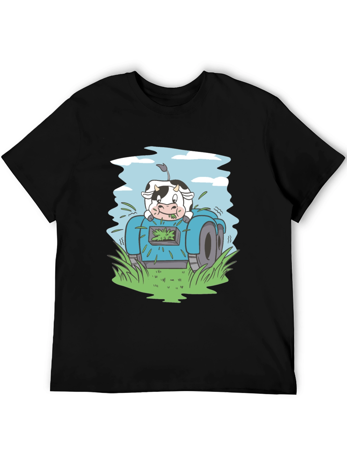 Cow Riding Lawnmower Graphic Tee