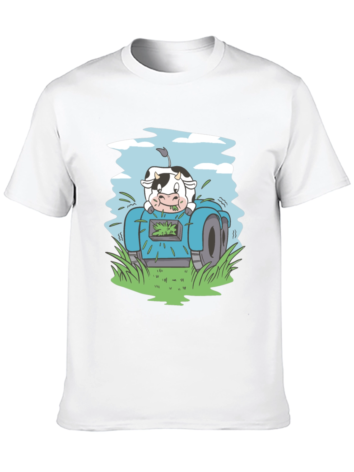 Cow Riding Lawnmower Graphic Tee