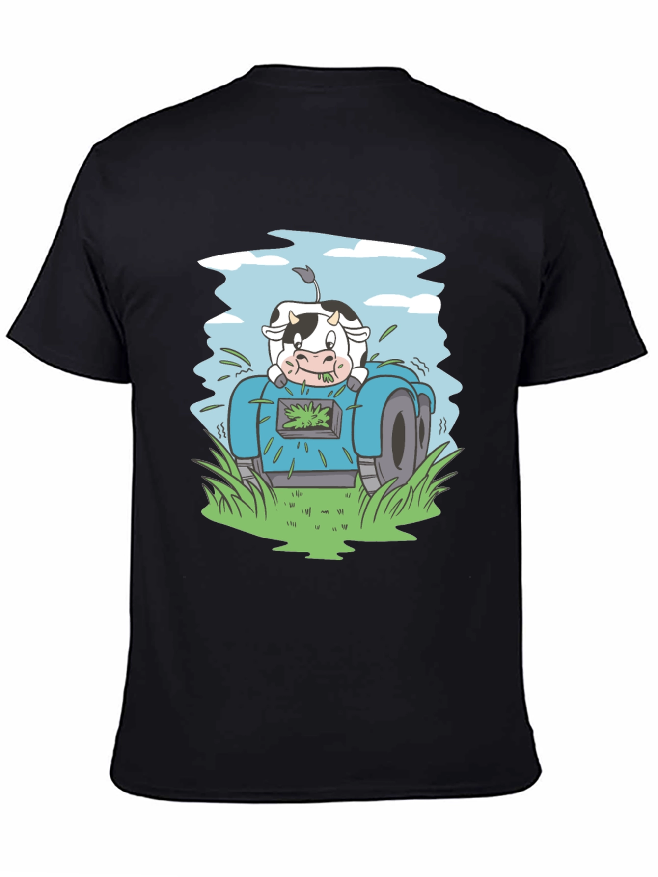 Cow Riding Lawnmower Graphic Tee