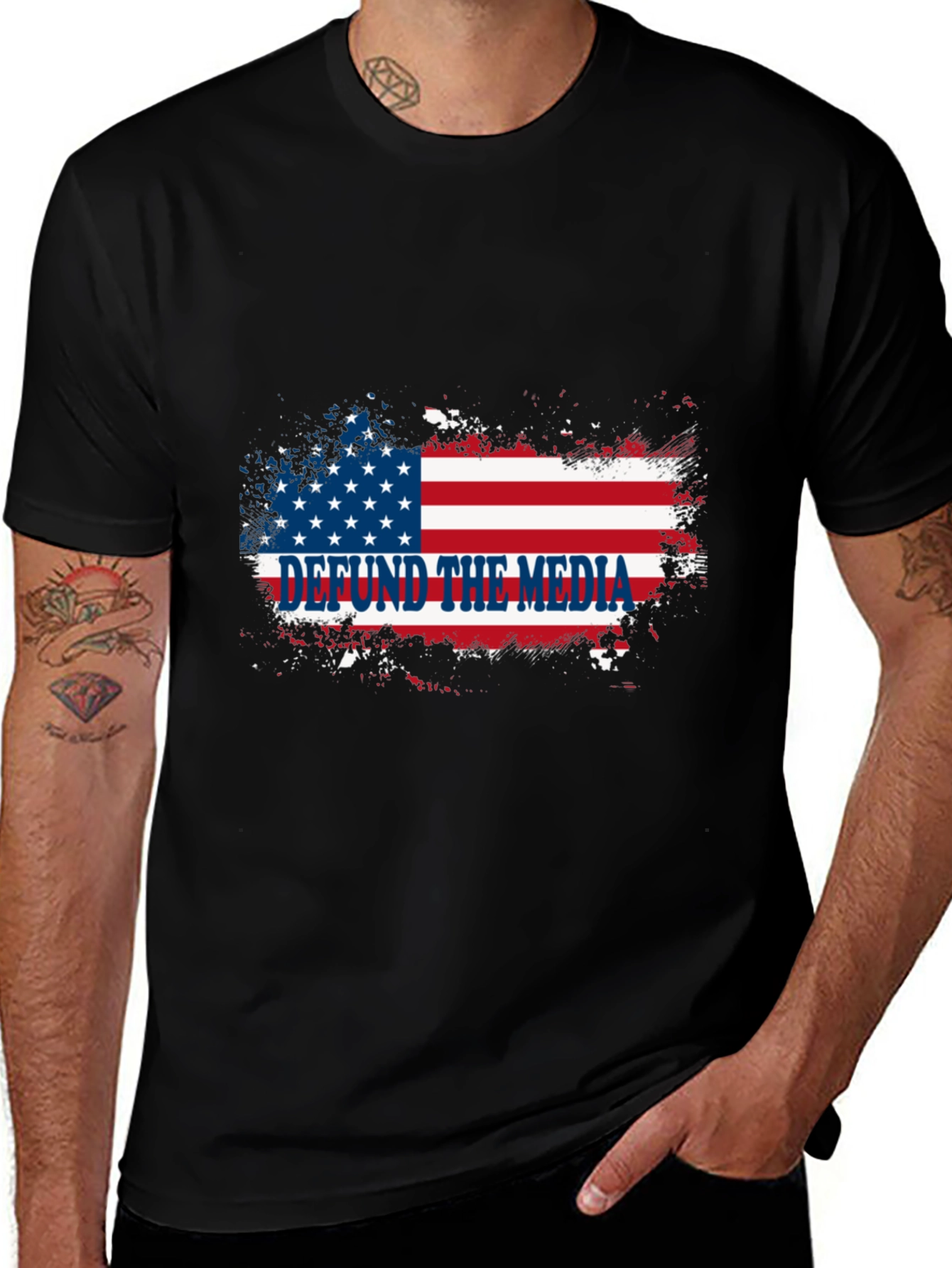 Defund the Media T-Shirt American Flag