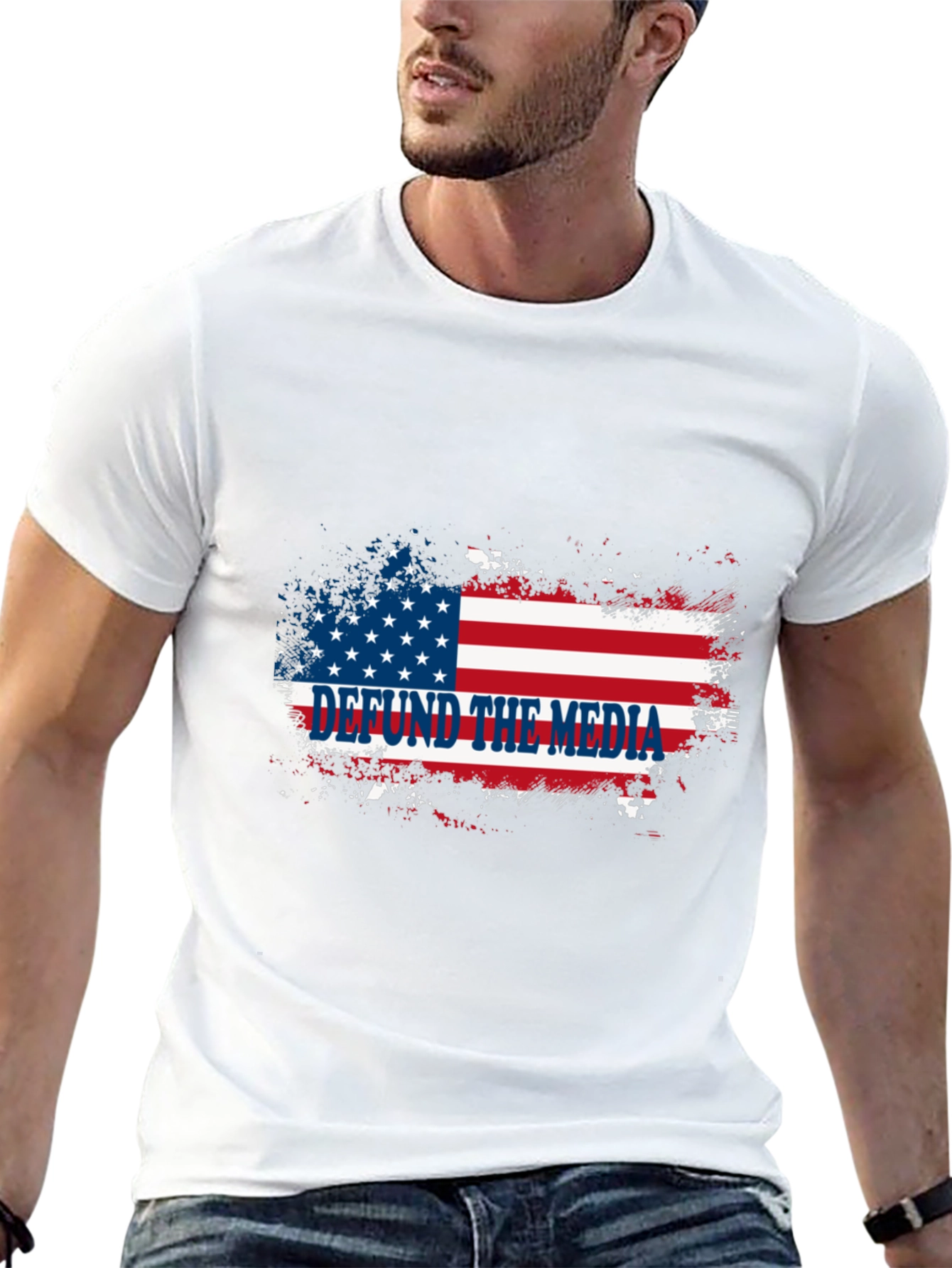 Defund the Media T-Shirt American Flag