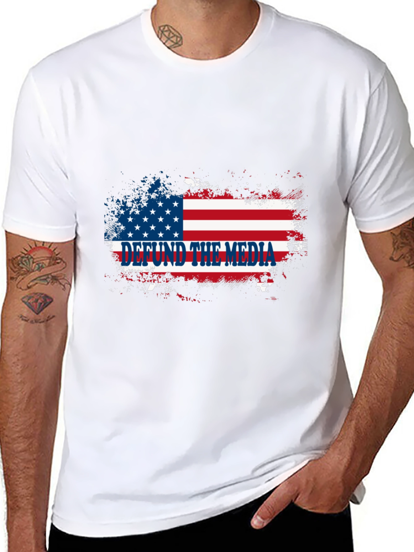 Defund the Media T-Shirt American Flag