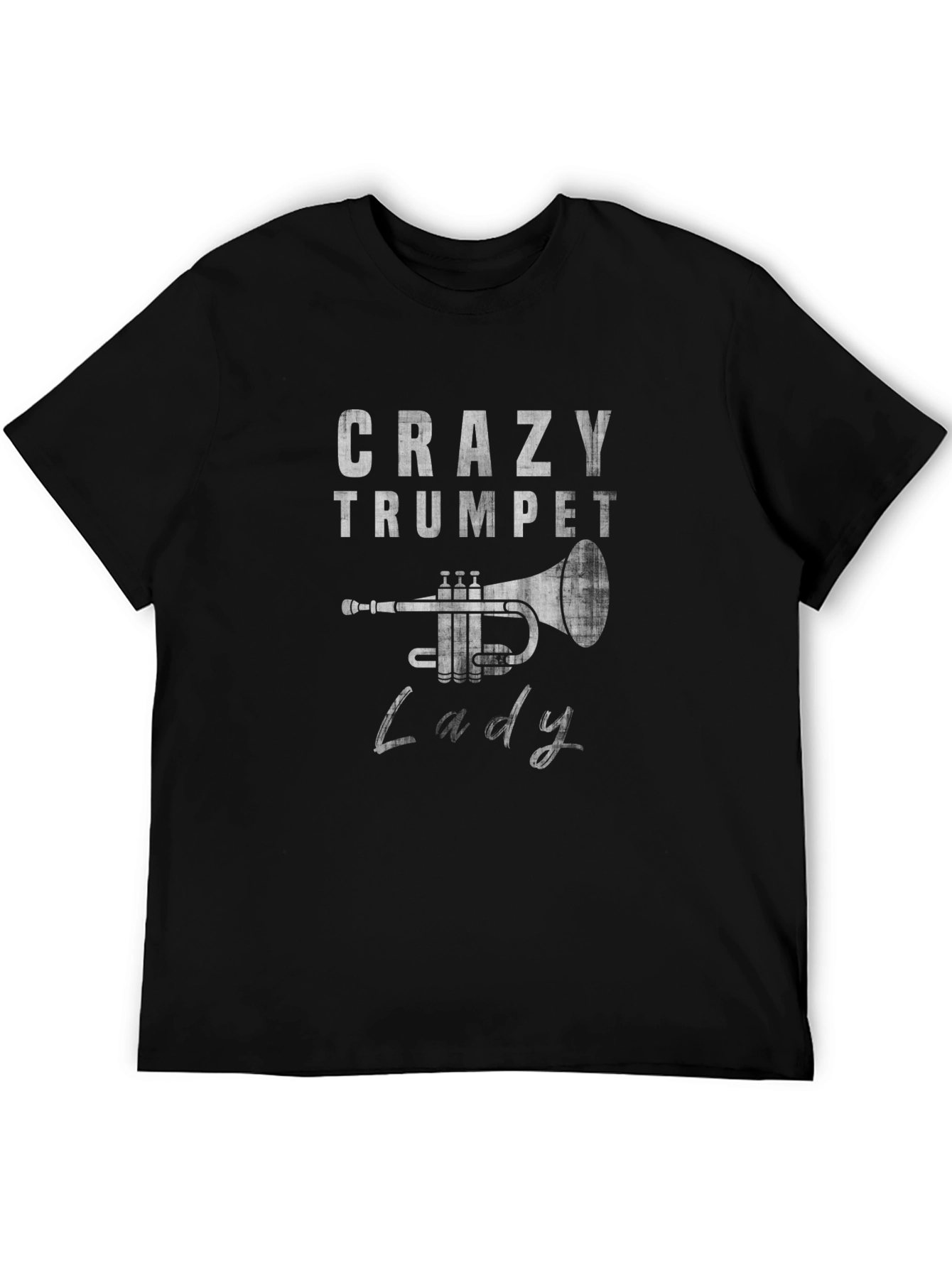 Crazy Trumpet Lady Black T-Shirt