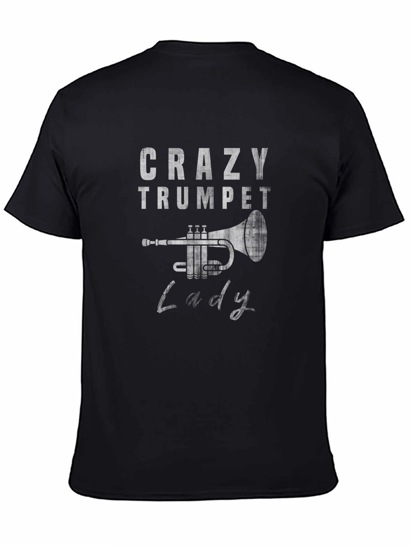 Crazy Trumpet Lady Black T-Shirt