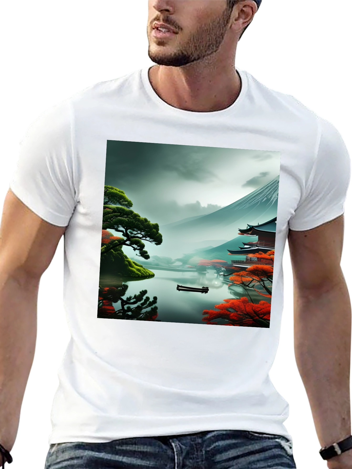 Scenic Mountain Lake Graphic T-Shirt