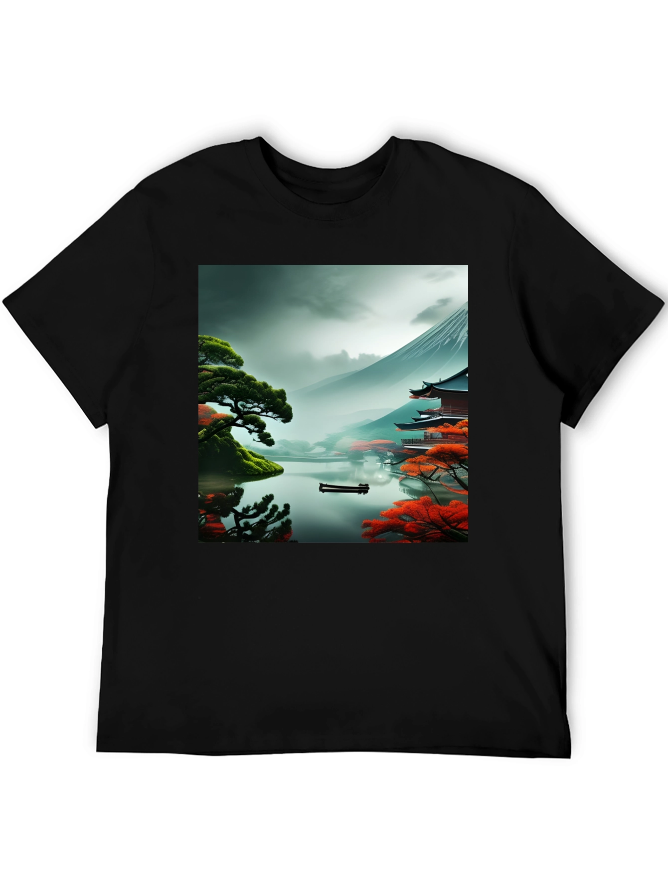 Scenic Mountain Lake Graphic T-Shirt