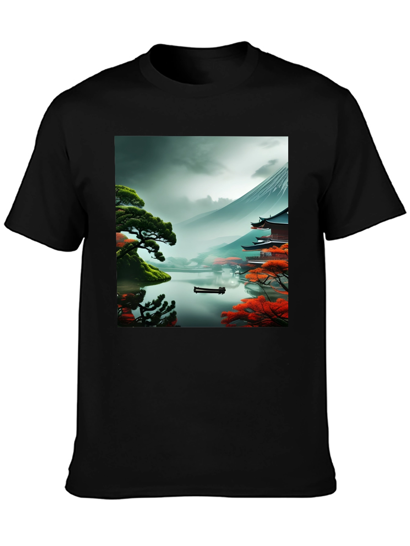 Scenic Mountain Lake Graphic T-Shirt