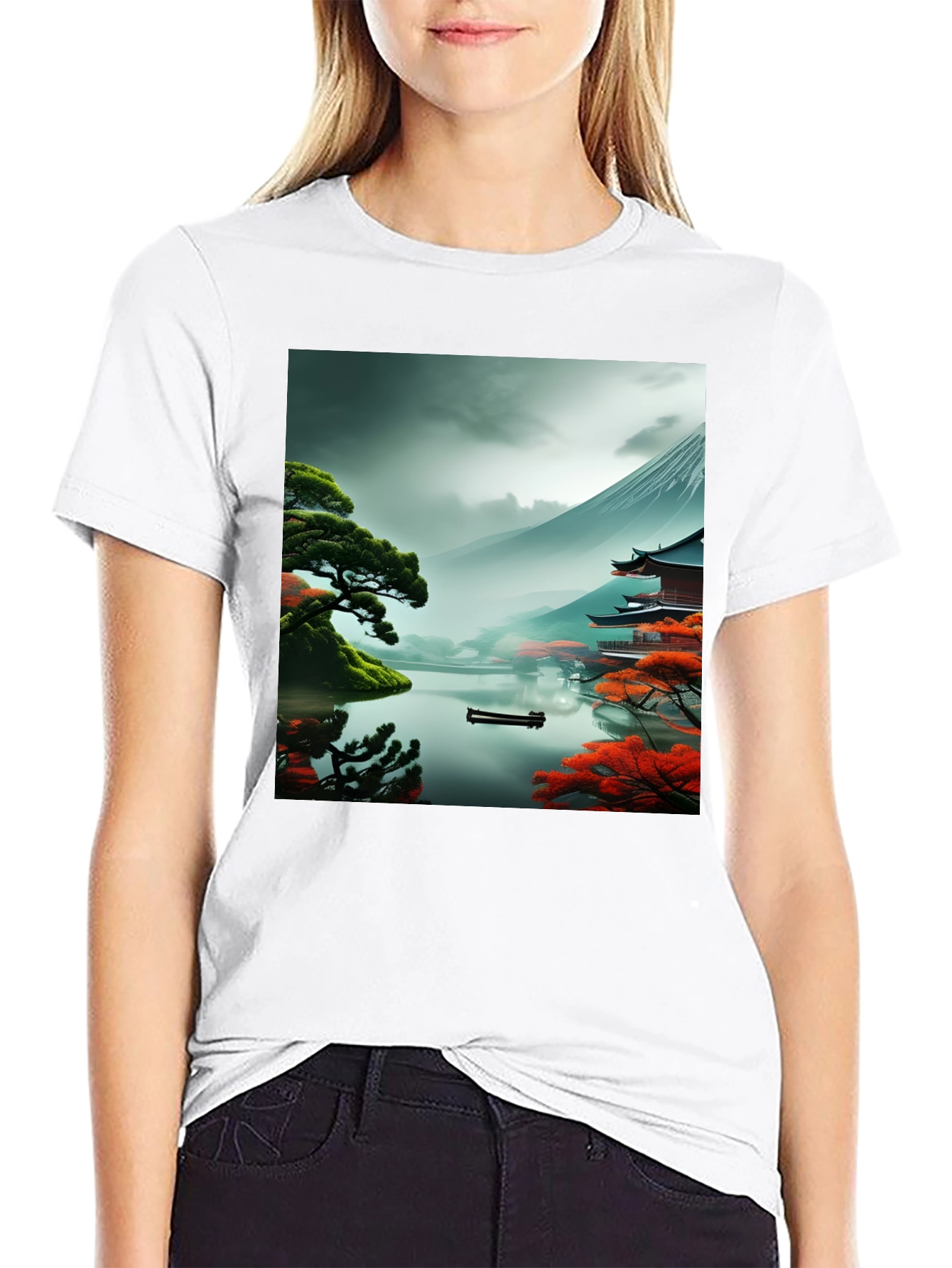 Scenic Mountain Lake Graphic T-Shirt