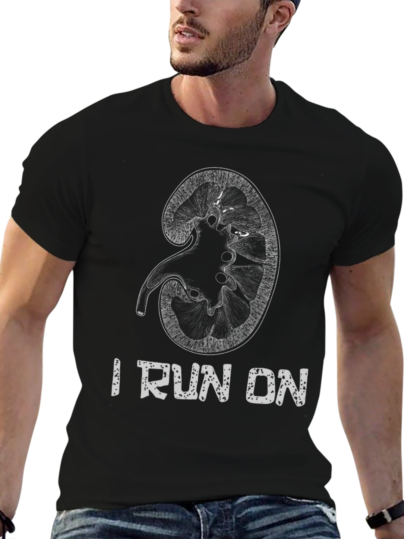 I Run On Kidney Black Graphic T-Shirt