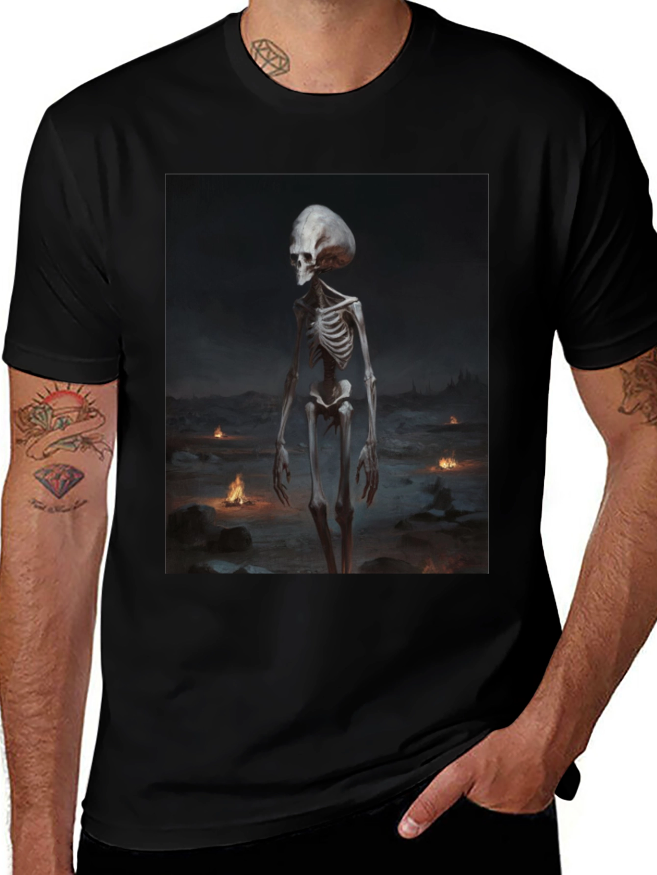 Alien Skeleton Black T-Shirt