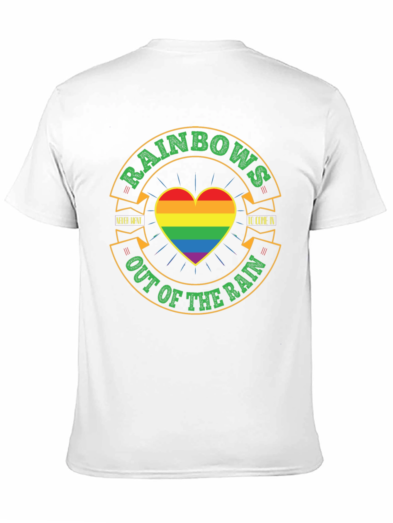 Rainbow Pride T-Shirt: Out of the Rain Heart Tee