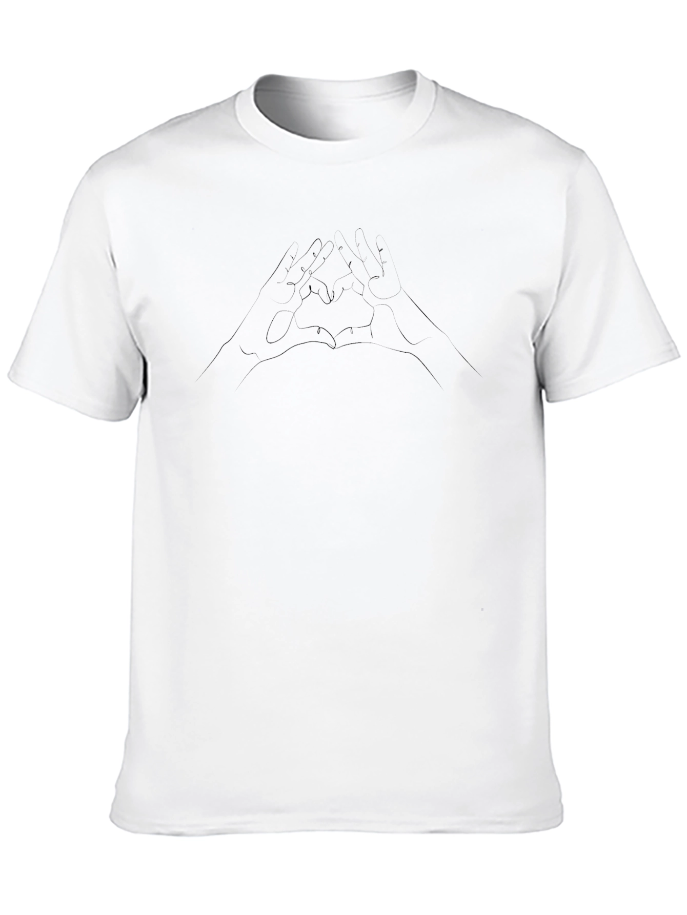 Minimalist Heart Hands Graphic Black T-Shirt