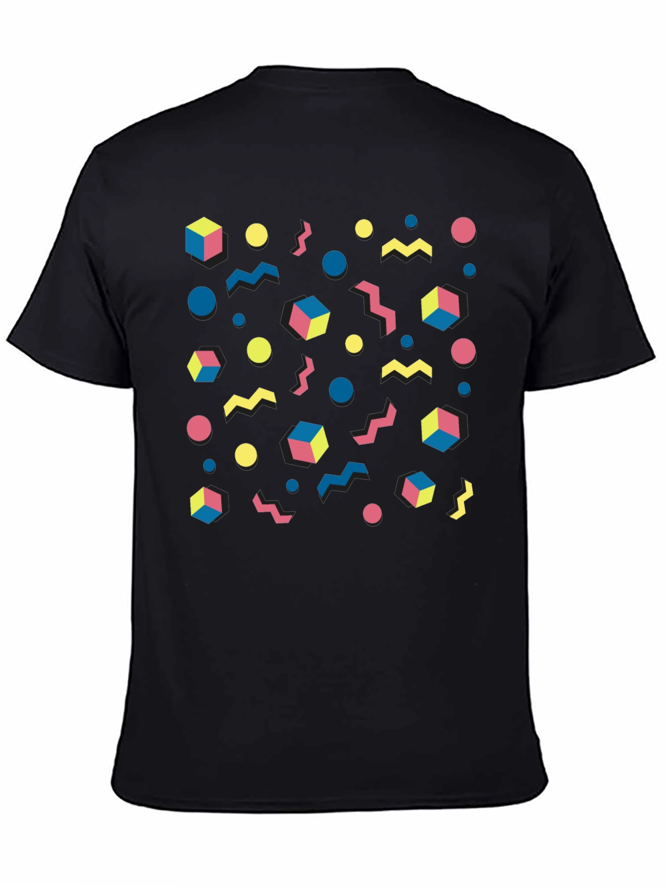Retro 80s Pattern Graphic Tee - Black