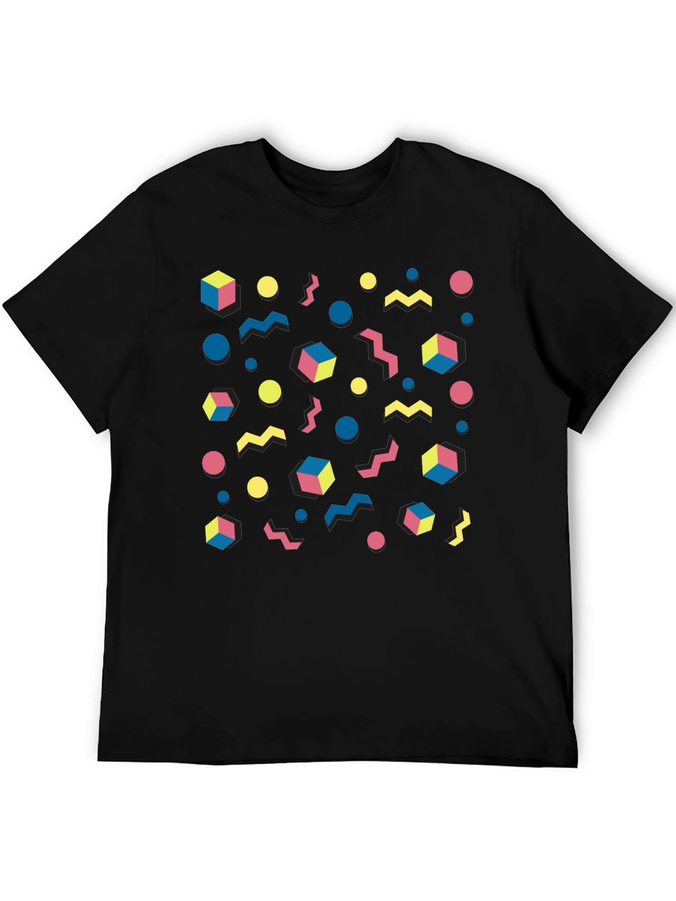 Retro 80s Pattern Graphic Tee - Black
