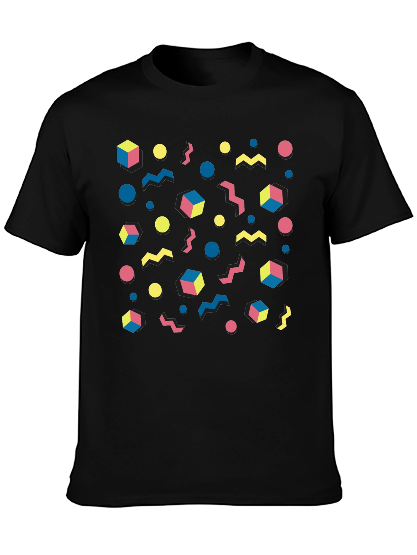 Retro 80s Pattern Graphic Tee - Black