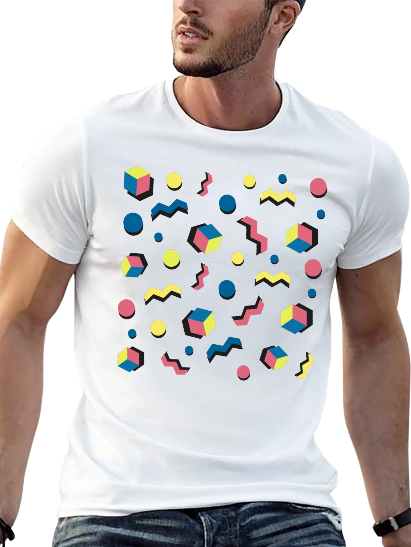 Retro 80s Pattern Graphic Tee - Black