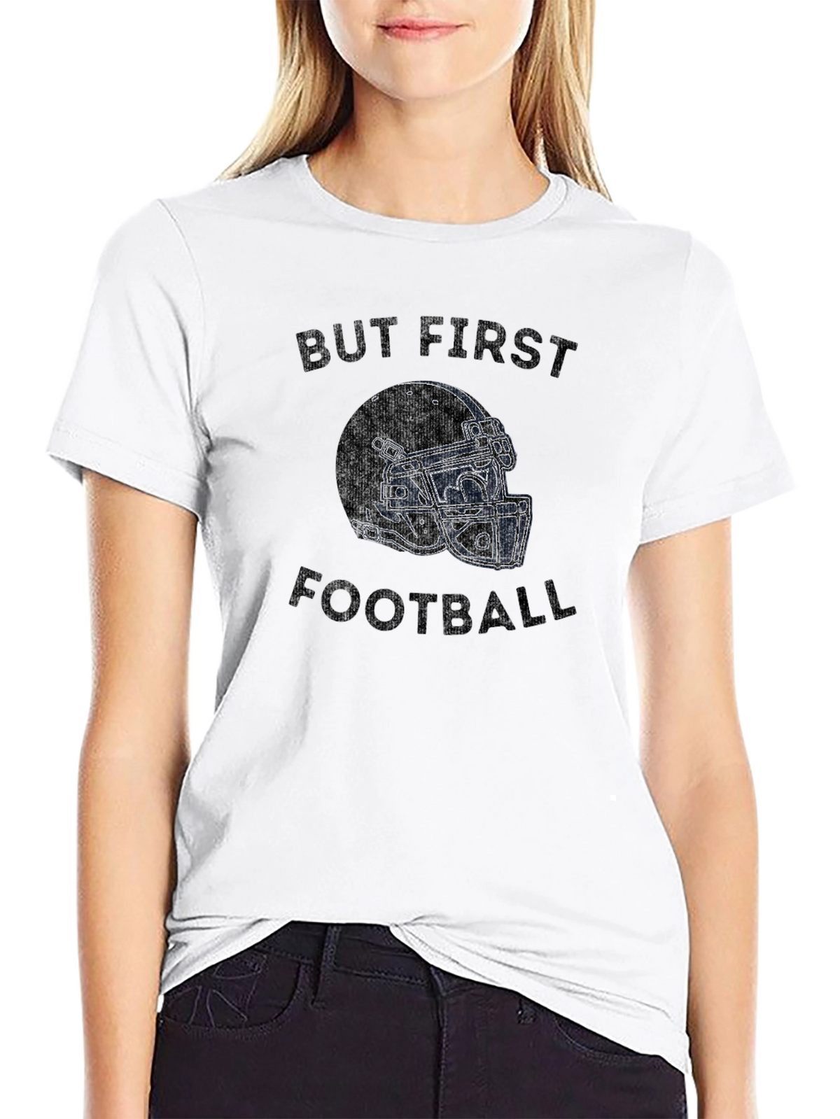 But First Football Black Graphic Tee