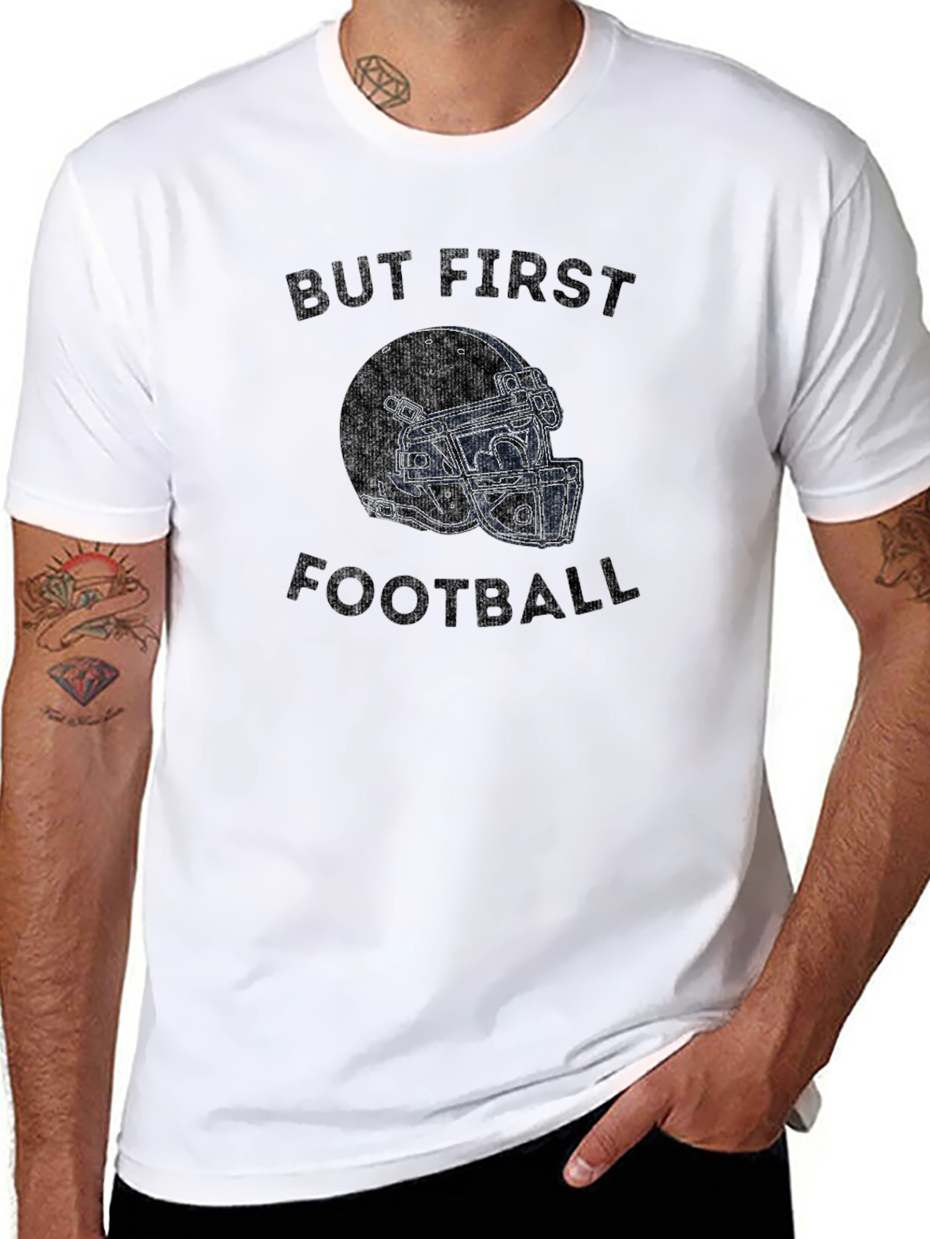 But First Football Black Graphic Tee