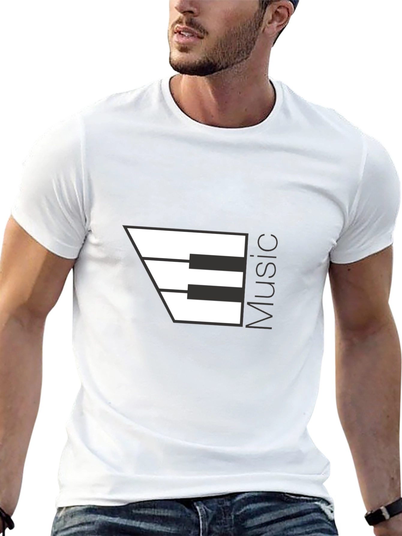 Music Piano Keys Graphic Black T-Shirt
