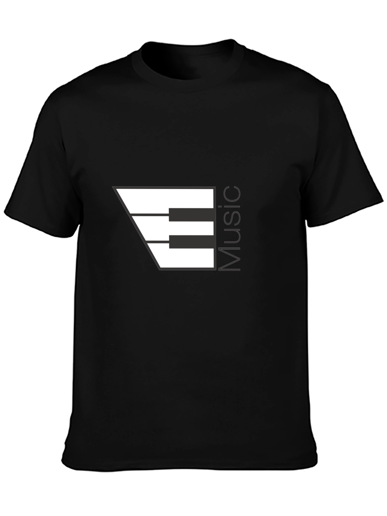 Music Piano Keys Graphic Black T-Shirt