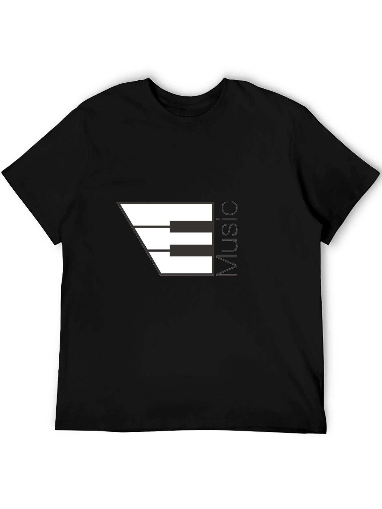 Music Piano Keys Graphic Black T-Shirt