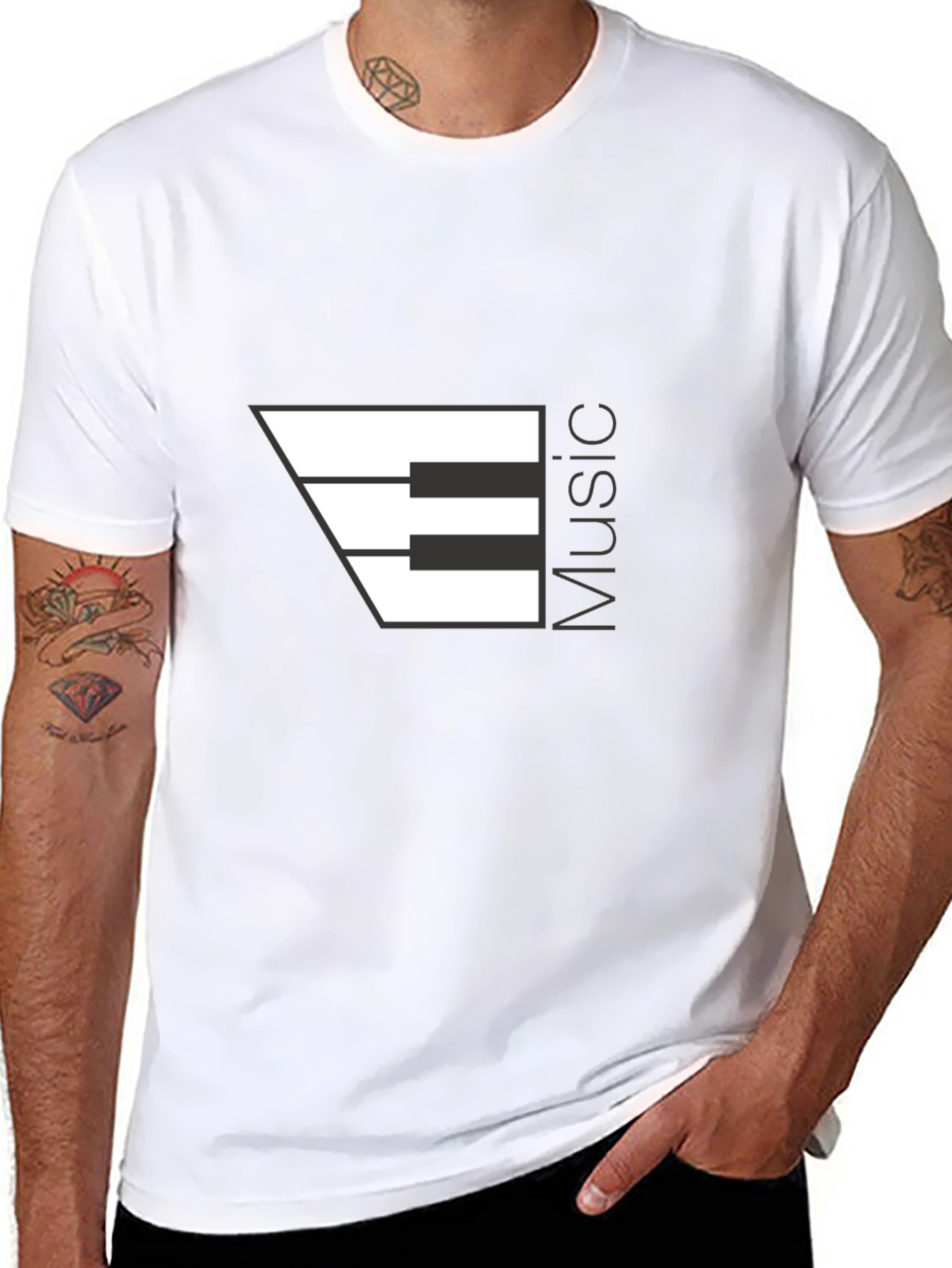 Music Piano Keys Graphic Black T-Shirt