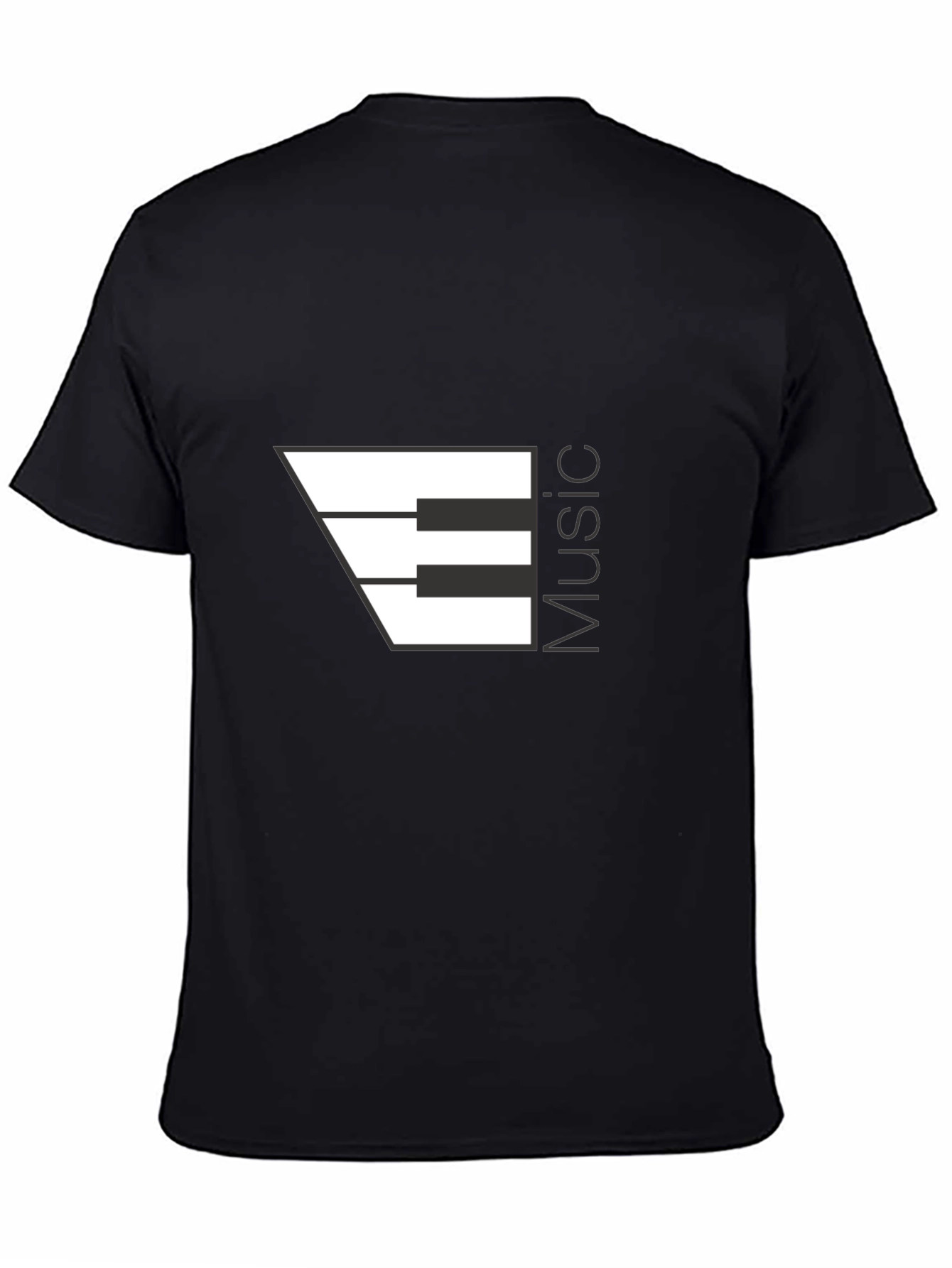 Music Piano Keys Graphic Black T-Shirt